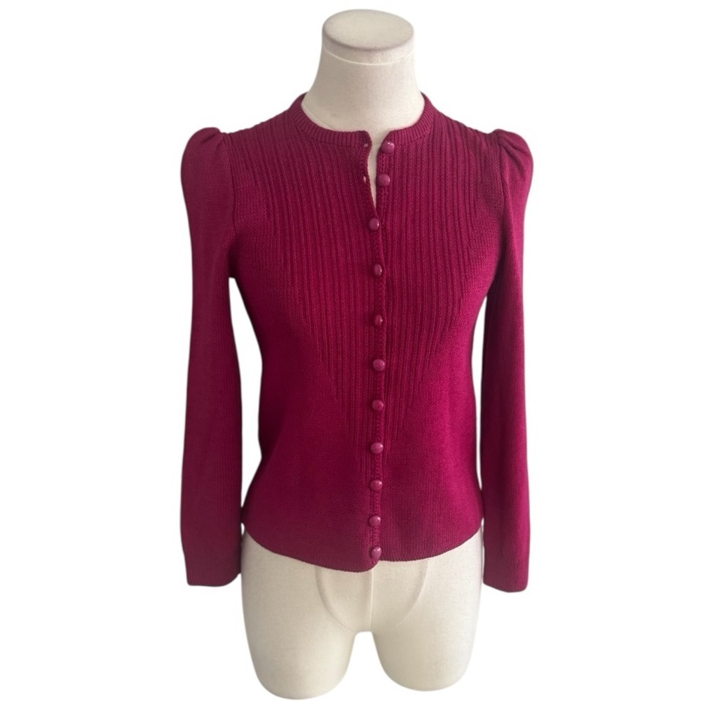 St. John Fuchsia Button-Up Cardigan